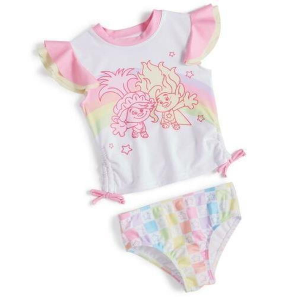Trolls Toddler Girls Flutter-Sleeve Swimsuit, 2 Piece Set - Assorted
